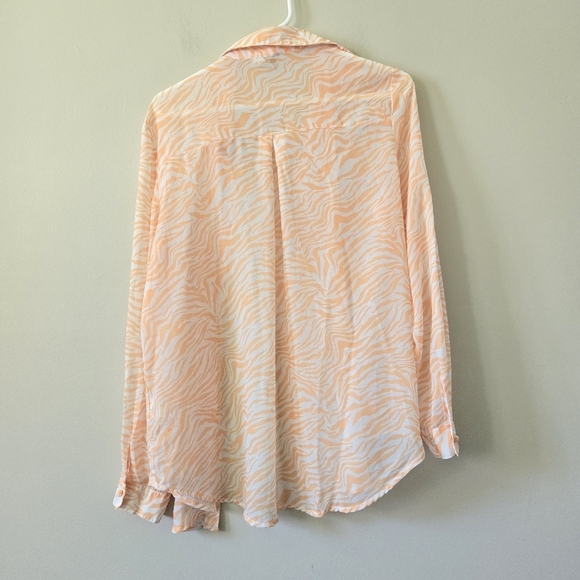 Princess Polly Ziggy Shirt Size 8 Orange White Sheer Zebra Print Blouse - Picture 3 of 9